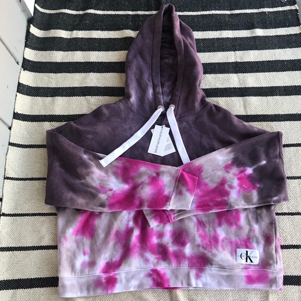 NWT Calvin Klein Women’s Tie Dye Crop Hoodie